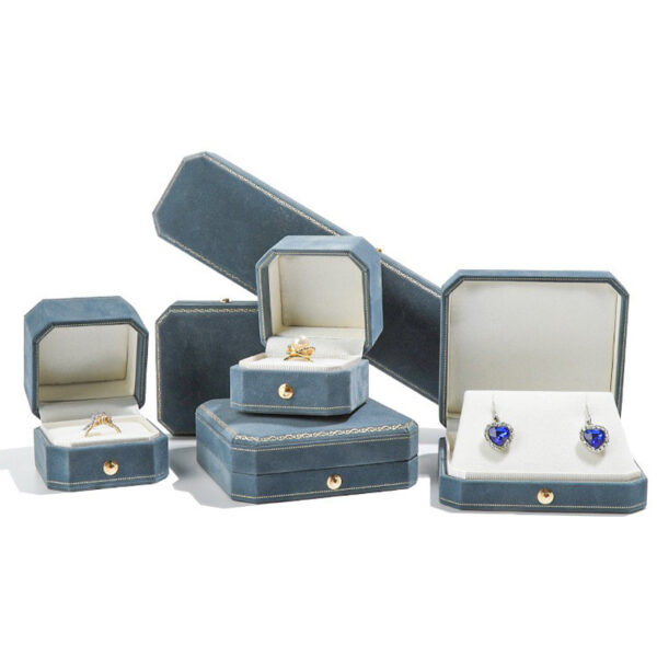 high-end octagonal jewelry boxes, velvet jewelry packaging boxes