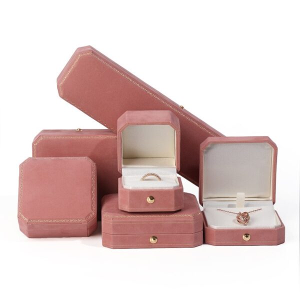 high-end octagonal jewelry boxes, velvet jewelry packaging boxes